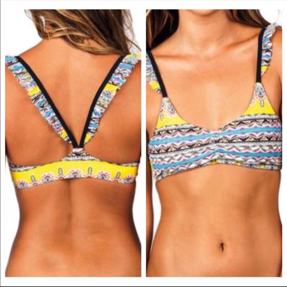 Raisins ruffle racer back bra bikini top *see description